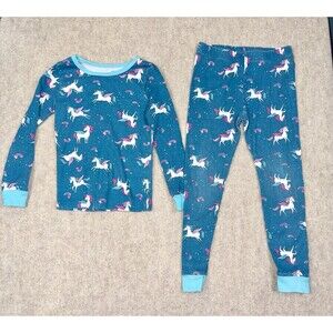Members Mark Girls Favorite Pajamas Set Long Sleeve Pants 5T Unicorns Blue